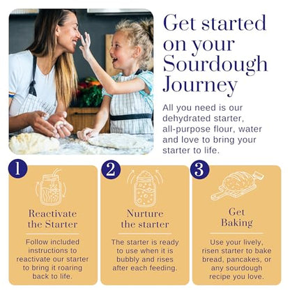 San Francisco Sourdough Starter Culture- 100+ Year Old Dehydrated Heirloom Style Sourdough Starter Kit for Sourdough Bread, Pizza, Buns, Pancakes, Muffins | Easy to follow instructions. By Captain Sourpants