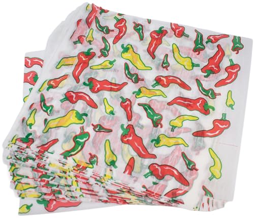 MADE IN USA 1,000 Sheets of Grease-Resistant Food Grade Waxed Kraft Deli Tissue Paper, 12" X 12" (Jalapeno Print) - color: Jalapeno Print