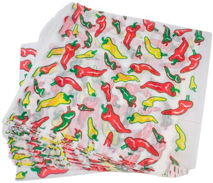 MADE IN USA 1,000 Sheets of Grease-Resistant Food Grade Waxed Kraft Deli Tissue Paper, 12" X 12" (Jalapeno Print) - color: Jalapeno Print