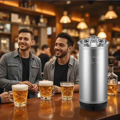 VEVOR Cleaning Keg, 5 Gallon/19L Keg Line Cleaning Kit with 4 D Coupler Connections & Rubber Base, Beer Lines Cleaner Used for Beer Line Cleaning, 304 Stainless Steel Kegerator Beers Lines Cleaner Kit - size: 5 Gal - Cleaning Keg