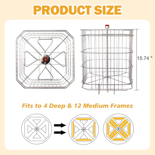 BeeCastle Manual Honey Extractor 4/12 Frame Stainless Steel Honeycomb Drum Spinner Extractor with Height Adjustable Stand,Manual Crank Beekeeping Extraction Equipment - size: 4/12-Frame