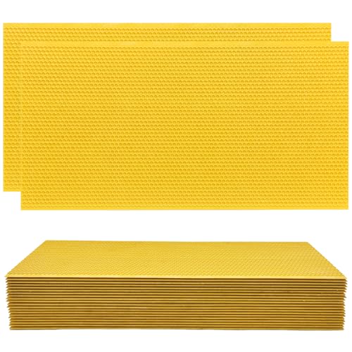 20PCS Food-Grade Plastic Deep Foundation for Bee Hive Frames, Natural Beeswax Coated Bee Frame Foundation Sheets for Deep Brood Frames (Yellow) - color: Yellow, size: 20PCS