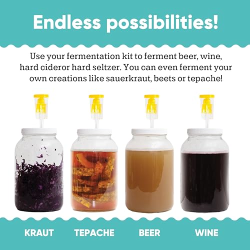 Craft A Brew - For Home Brewing Beer, Wine, Cider, and More - Includes Two 1 Gallon Glass Fermenter Jars, Lids, and Airlocks - Fermentation Jar 2-pack