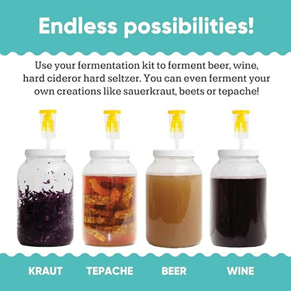 Craft A Brew - For Home Brewing Beer, Wine, Cider, and More - Includes Two 1 Gallon Glass Fermenter Jars, Lids, and Airlocks - Fermentation Jar 2-pack