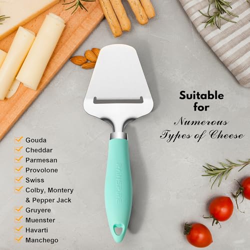Rainspire Upgraded Non-Stick Cheese Slicers for Block Cheese Multi-Functional Cheese Cutter for Mozzarella, Cheddar, Gruyere Charcuterie Accessories Dishwasher Safe Kitchen Tools, Mint Green - color: Mint Green