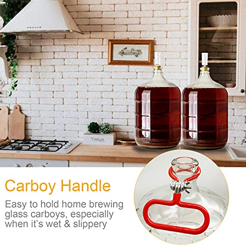 Carboy Handle, 2 Pack Carboy Carrying Handle Heavy Duty Carboy Holder for Smooth Neck 3 Gallon 5 Gallon 6 Gallon 6.5 Gallon Glass Carboys for Fermenter Wine Making Beer Brewing Home Brewing Equipment
