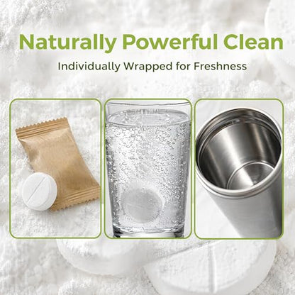 Water Bottle Cleaning Tablets (36 Count) - Deep Clean & Odor Removal for Tumblers, Travel Mugs & Hydration Bladders - No Scrubbing, Removes Coffee & Tea Stains
