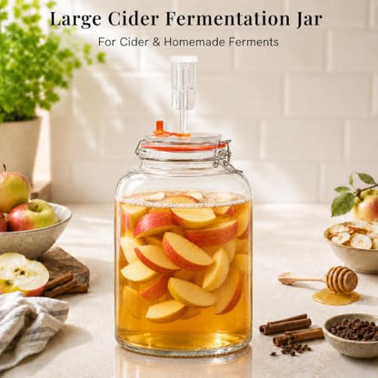 Fermentation Jar, 2 Gallon Fermenter with Airlock and Clamp Lid, 1-Pack | Large-Capacity Wide Mouth Glass Fermenting Kit for Sauerkraut, Kimchi, Pickles, Mead, Cider, Kombucha & More