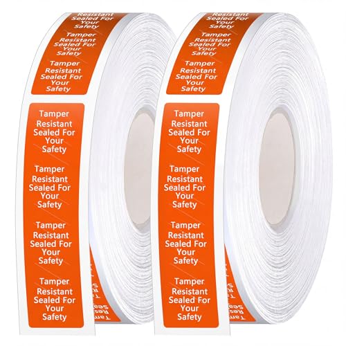 Outus 1000 Pcs Tamper Evident Labels Rolls Adhesive Safety Stickers 0.75 x 3.5'' Tamper Evident Tape for Security Food Delivery Bag Closure Container Box Jar Mailing Packaging Sealing (Orange) - color: Orange