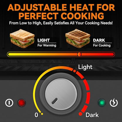Baker’s Friend Panini Grill Press Sandwich Maker, 4-Slices Panini Press Maker, Grill Cheese Sandwich Maker, Indoor Grill Electric, Non Stick Surfaces, Stainless Steel - style: Panini Grill Press Sandwich Maker