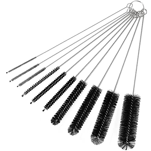 CiaraQ Bottle Cleaning Brushes, 9.8 Inch Nylon Tube Brush Set | Black Cleaner for Narrow Neck Bottles Cups with Hook, Set of 10pcs - color: Black, size: 9.8 Inch (10pcs)