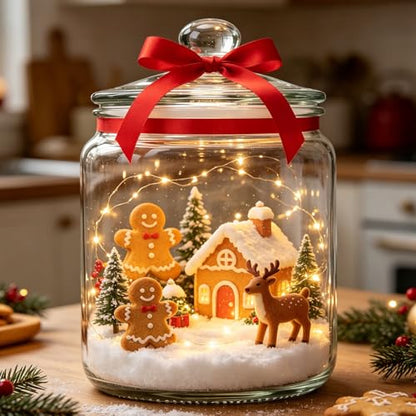 MASTERTOP Large Glass Jar with Lid, Airtight Glass Storage Containers with Lids, Wide Mouth Cookie Candy Jar with Leak Proof Rubber Gasket Lid,1 Gallon Clear Jars for Candies,Dry Food,Snacks