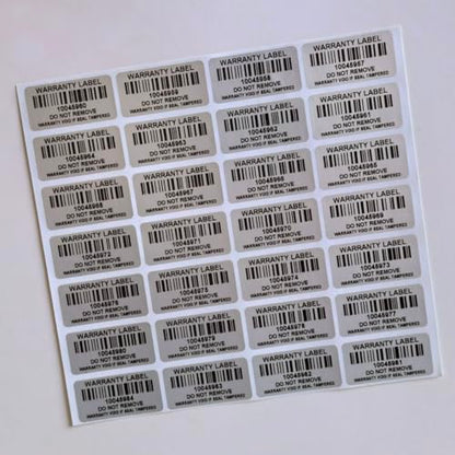 Tamper Evident Proof Barcode Stickers with Individual Serial Number Security Warranty Void Sticker,Sealing Label for Package(150pcs 1.6x0.8 inches,Matte Silver) - style: silver4x2cm