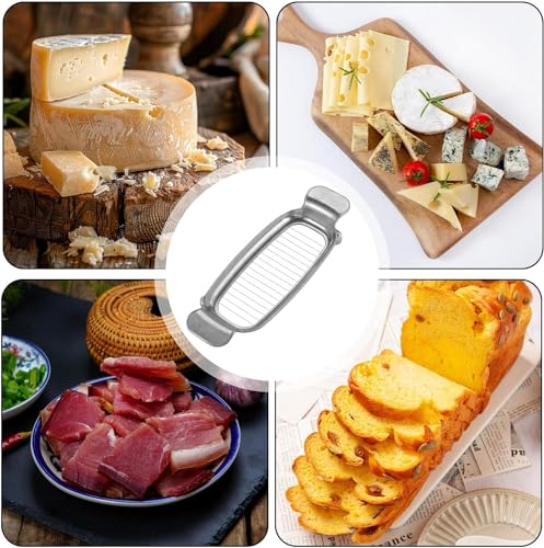 Silver Stainless Steel Butter Cutter Slicer, Butter Cutter Slicer, Food Grade Cheese Slicer, Versatile Cube Blade and Grater, Stainless Steel Wire Blade and Grater Cheese Tools