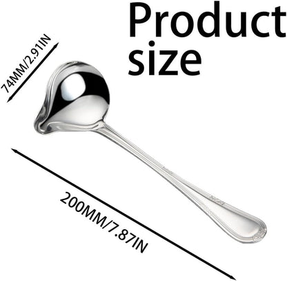 2Pcs Gravy Ladle with Pour Spout, 7.8 Inch Stainless Steel Sauce Drizzle Spoon for Spooning Gravies and Sauces Dressings