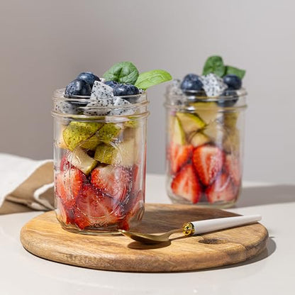 Wide Mouth Mason Jars 16 oz [2-Pack] with Airtight Lids – Glass Jars for Overnight Oats, Yogurt Parfait & Chia Pudding | BPA-Free Leak-Proof Lids - size: 16 oz