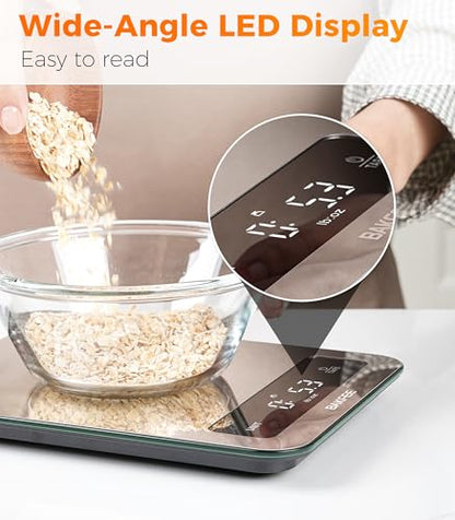 100% Waterproof Food Scale, IP67 Digital Kitchen Scale, Rechargeable (USB-C), 0.1oz/1g Precision, 22lb Capacity, Stainless Steel & Tempered Glass, for Cooking, Making Sourdough Bread, Grey - color: Grey