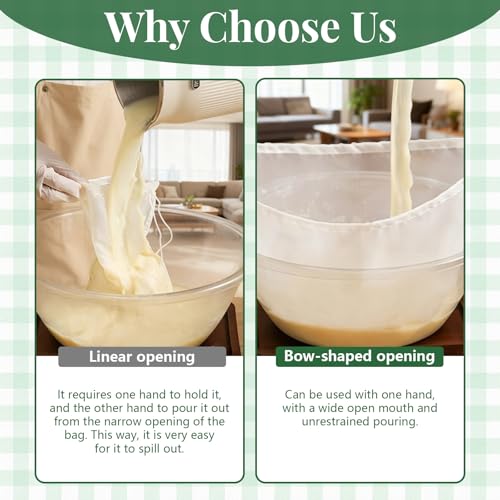 5 PCS Reusable Cheese Cloth Bags for Straining,Fine Mesh Nylon Filter Bags for Nut Milk,Juice,Soy Milk,Dumpling Fillings,and Cheese Making