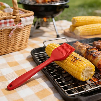 2 Pack Silicone Basting Brush for Cooking & Baking, High Heat Resistant Pastry Brush for BBQ Grilling, Marinating, Oil Spreading Food Grade, Dishwasher Safe Kitchen Gadgets (Red & Purple)