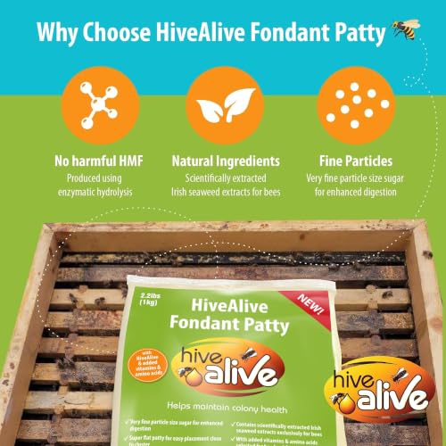 HIVE ALIVE Fondant Bee Food Supplement – Easy to Use Feed Enhancer Prevents Starvation During Overwintering – HiveAlive Feeding Program - Single - size: 1 Count (Pack of 1)