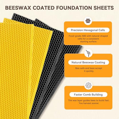 10-Frame Langstroth Bee Hive,4 Layers Beeswax Coated Beehive Kit Includes 2 Deep Brood Hive Boxes and 2 Medium Super Bee Box with Beehive Frames and Foundations for Beekeeper - size: 4 Layers