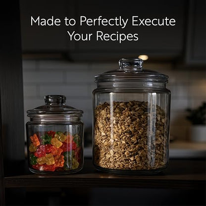 Restaurantware Vetri 0.2 Gallon Glass Storage Jar 1 Dishwashable Glass Cookie Jar - Airtight Seal Wide Opening Clear Glass Candy Jar Knob Handle Lid For Kitchen Laundry Or Storage - size: 0.2 gal