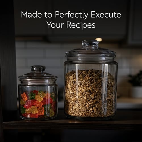 Restaurantware Vetri 0.5 Gallon Glass Storage Jar 1 Dishwashable Glass Cookie Jar - Airtight Seal Wide Opening Clear Glass Candy Jar Knob Handle Lid For Kitchen Laundry Or Storage - size: 0.5 gal