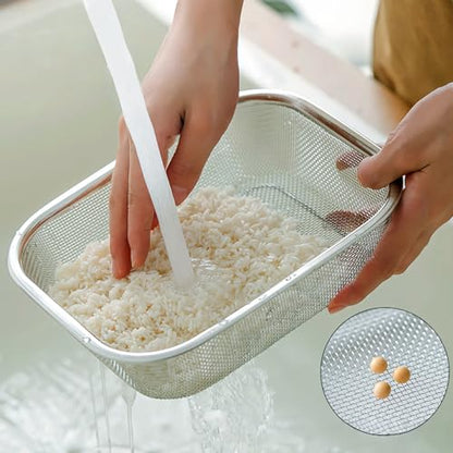 18/8 Stainless Steel Fine Mesh Strainer Basket with Feet, Rectangular Colander for Vegetables, Fruits, Pasta, Noodles – Rustproof, Durable & Easy to Clean (12.2 inch) - color: Sleek Square, size: 12.2 inch