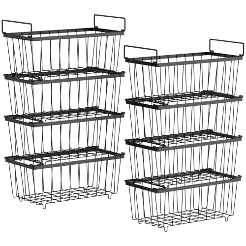 iSPECLE Chest Freezer Organizer - Storage Baskets for 5 to 7 Cu.Ft, 8 Pack | Easy Access Handles, Steel Wire Baskets, Vertical Storage for Frozen Food, Sorts Meat, Vegetables and Small Packages, Home - color: 8-Pack Black (2 Columns)