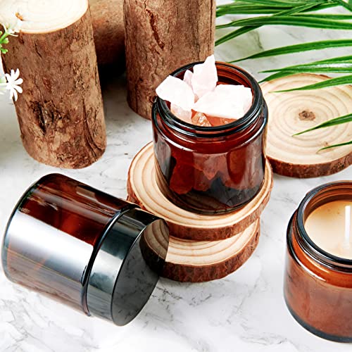 Hoa Kinh 4oz Glass Jars with Lids, 12 Pack Amber Empty Small Cosmetic jar | Airtight Leak Proof Travel Jars for Lotion Cream Lip Balm DIY Thick Glass Reusable Sample Containers with Lined Lids - color: Amber-Black Lid, size: 4oz-12pack