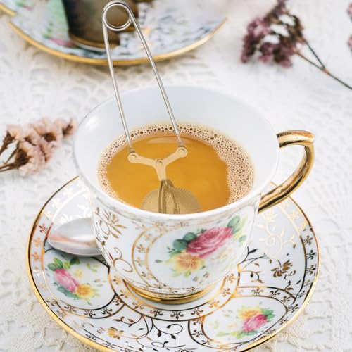 Yinder 30 Pcs Loose Leaf Tea Infuser Stainless Steel Mesh Snap Tea Ball Strainers with Handle Metal (Silver) - color: Silver