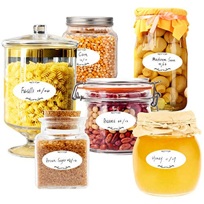 500 Removable Freezer Pantry Canning Labels Set Water Oil Resistant with Perforation Line for Food Containers Jars Kitchen Restaurant Storage Organization - style: Style 1