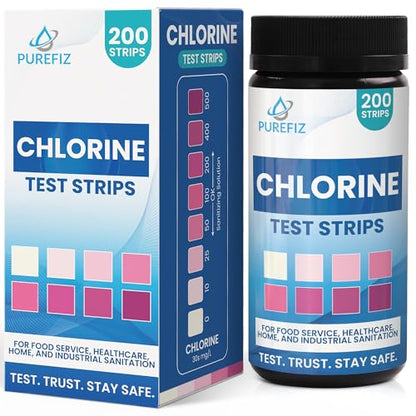 200 Chlorine Test Strips for Food Service – 0-500 ppm Bleach Sanitizer Testing Strips – Works Well with Popular Sanitizers – Ideal for Restaurants, Bars, Cafes, Food Trucks, Kitchens, Daycares & More
