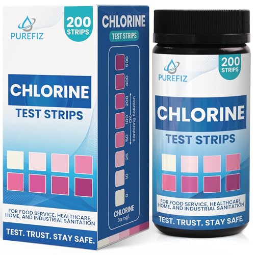 200 Chlorine Test Strips for Food Service – 0-500 ppm Bleach Sanitizer Testing Strips – Works Well with Popular Sanitizers – Ideal for Restaurants, Bars, Cafes, Food Trucks, Kitchens, Daycares & More