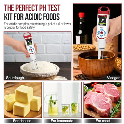 pH Tester for Food with pH Calibration Solution Kit pH Measurement for Sourdough Cheese