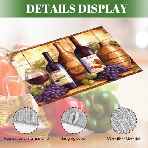 Large Dish Drying Mats For Kitchen Counter Microfiber Kitchen Drying Mat XL Draining Pad Absorbent Quick Drying Dish Mat 18x24 Inch - Wine Bottle Tile Mural - color: Wine Bottle Tile Mural