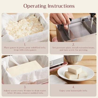 Tofu Press Stainless Steel, Paneer Maker with Upgraded Deep-Press Design, Improves Tofu Flavor and Texture, for Homemade Tofu, Paneer Press and Cheese Press, Multi-Functional Kitchen Tool-Plus Size - size: XL