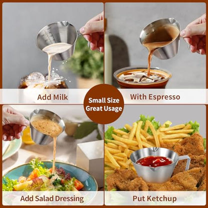 1Pc Stainless Steel Espresso Cups, Double Spout Metal Measuring Cup with Dual Scale, Espresso Shots Cup with Handle, 3.4oz/100ml - color: 01_ Silver 1pc