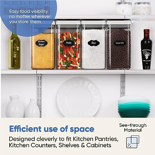Chef's Path Large Airtight Food Storage Containers with White Lids, Set of 4, 3.2L, 109Oz, Kitchen and Pantry Canisters for Pasta, Cereal, Noodles, and Flour Storage - Transparent - color: Pack of 4 - 3.2L (White)