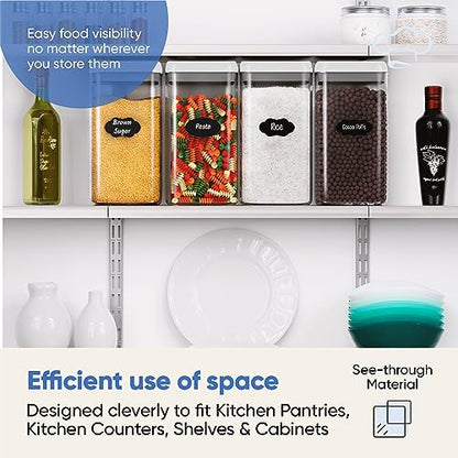 Chef's Path Large Airtight Food Storage Containers with White Lids, Set of 4, 3.2L, 109Oz, Kitchen and Pantry Canisters for Pasta, Cereal, Noodles, and Flour Storage - Transparent - color: Pack of 4 - 3.2L (White)