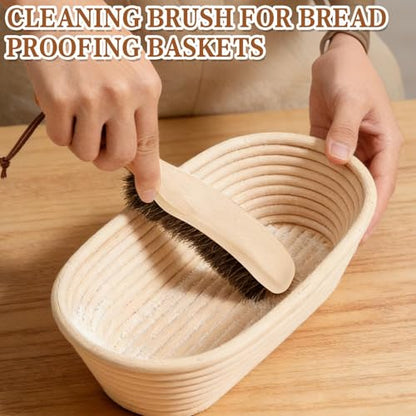 Cleaning Bread Brush for Bread Proofing Baskets/Countertops/Wood Pulp Banneton/Proofing Cloth | Natural Horsehair and Wooden Handle Bread Cleaning Brush | Essential Sourdough Cleaning Supplies