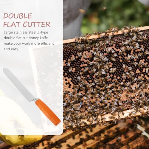 Alipis Stainless Steel Honey Uncapping Cutter Beekeeping Tool with Double Flat Cut and Wood Handle Rust-Resistant Honey Scraper in Beekeeping Random Color