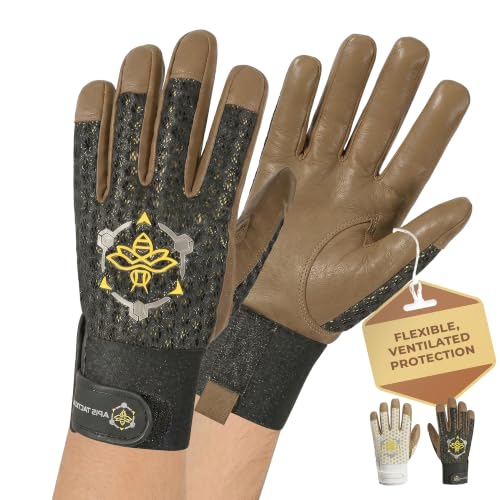 Professional Beekeeping Gloves, Premium 5mm Goatskin w/Patented Ventilation & Dexterity - Beekeeping Supplies - color: Black, size: X-Large