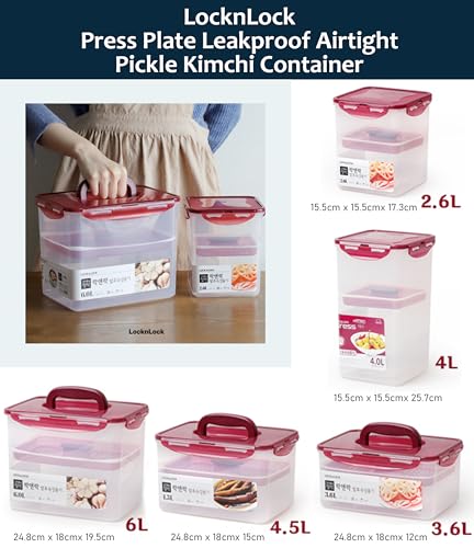 Lock & Lock BPA Free Rectangular Pickle Kimchi Press Ferment Storage Container (3.6L)