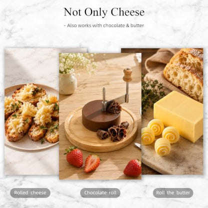 Girolle Cheese Curler Cheese Shaver for Tete de Moine & Chocolate | Stainless Steel Cheese wheel with Solid Wood Base, Swiss-Style Cheese Flower Curler for Charcuterie Boards, Butter, Desserts