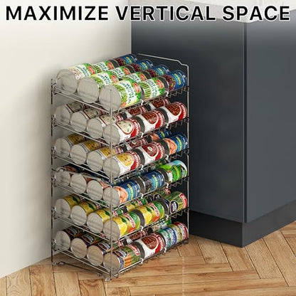 Simple Houseware Stackable Can Organizer Rack for Pantry/Cabinet – 11.5" D x 17" W x 13.75" H, Holds 36 Cans, 3-Tier Can Food Storage Dispenser, Chrome - color: Chrome