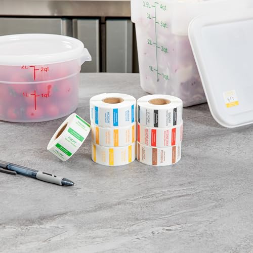 Restaurantware RW Smart 1 Inch x 1 Inch Food Rotation Labels 3500 Dissolvable Food Safety Labels - Premium Trilingual Paper Day Of The Week Labels For Food Storage Or Prep Weekly - style: 7-Day