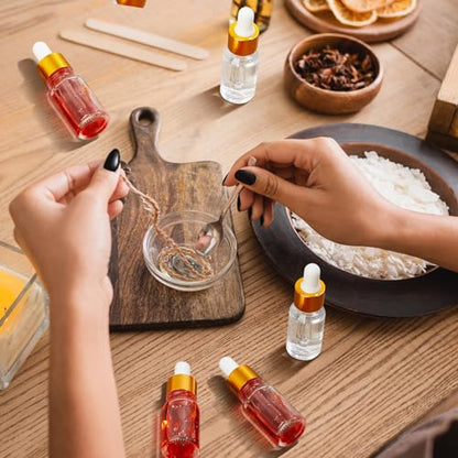Didaey 100 Pcs 1/2/3/5/10/15 ml Mini Glass Oil Dropper Bottle Bulk, Clear Essential Small Empty Bottles Sample Containers Perfume Liquid Vials with Cap for Traveling (10 ml,Champagne Gold) - color: Champagne Gold, size: 10 ml