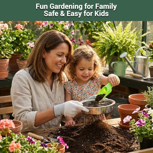 5-Piece Stainless Steel Soil Sifter Set with 1/3/6/9/12mm Mesh Screens - Heavy Duty Garden Sifter for Composting, Potting Mix & Seed Starting - Rust-Proof Soil Sieve & Sifting Pan