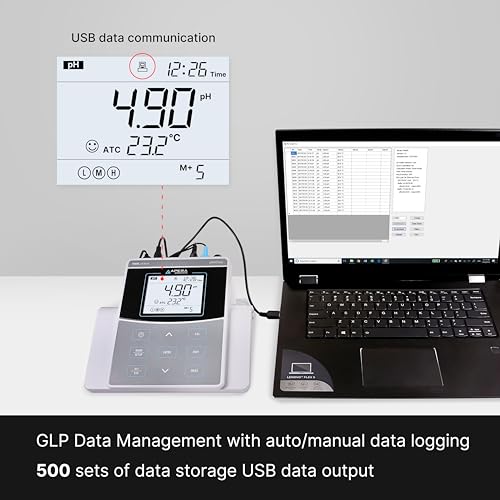 Apera Instruments AI521 PH800 Laboratory Benchtop pH Meter Kit, 0.01 pH Accuracy, GLP Data Management (USB output), BNC connector